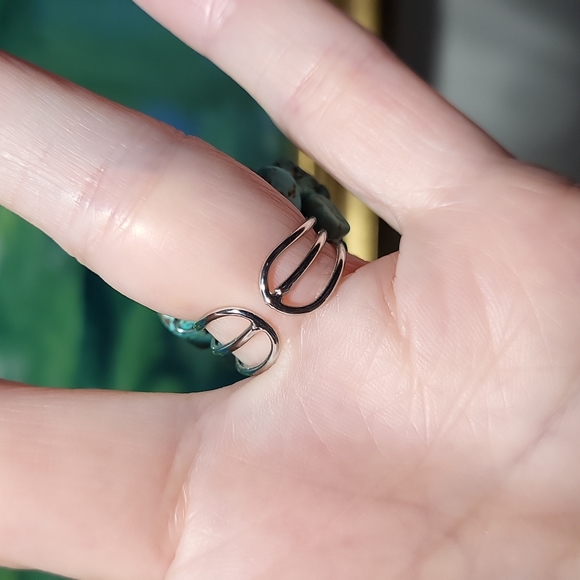 Turquoise & Pearl Adjustable Ring - Picture 2 of 6